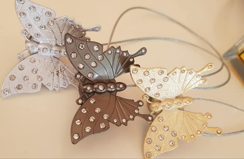 Magnet decorativ pentru draperii – Fluture cu cristale – imagine 5