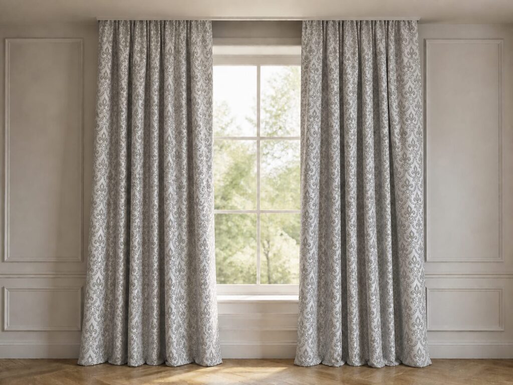 Draperie jacquard argintie realizată la comandă