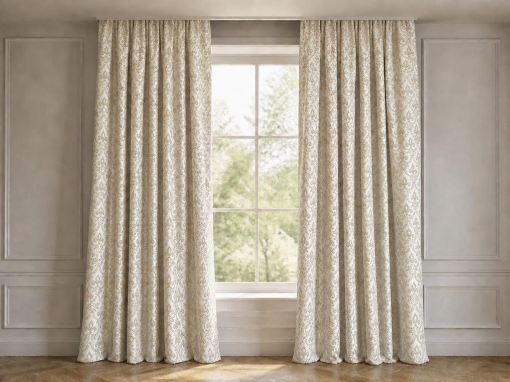 Draperie jacquard crem realizată la comandă