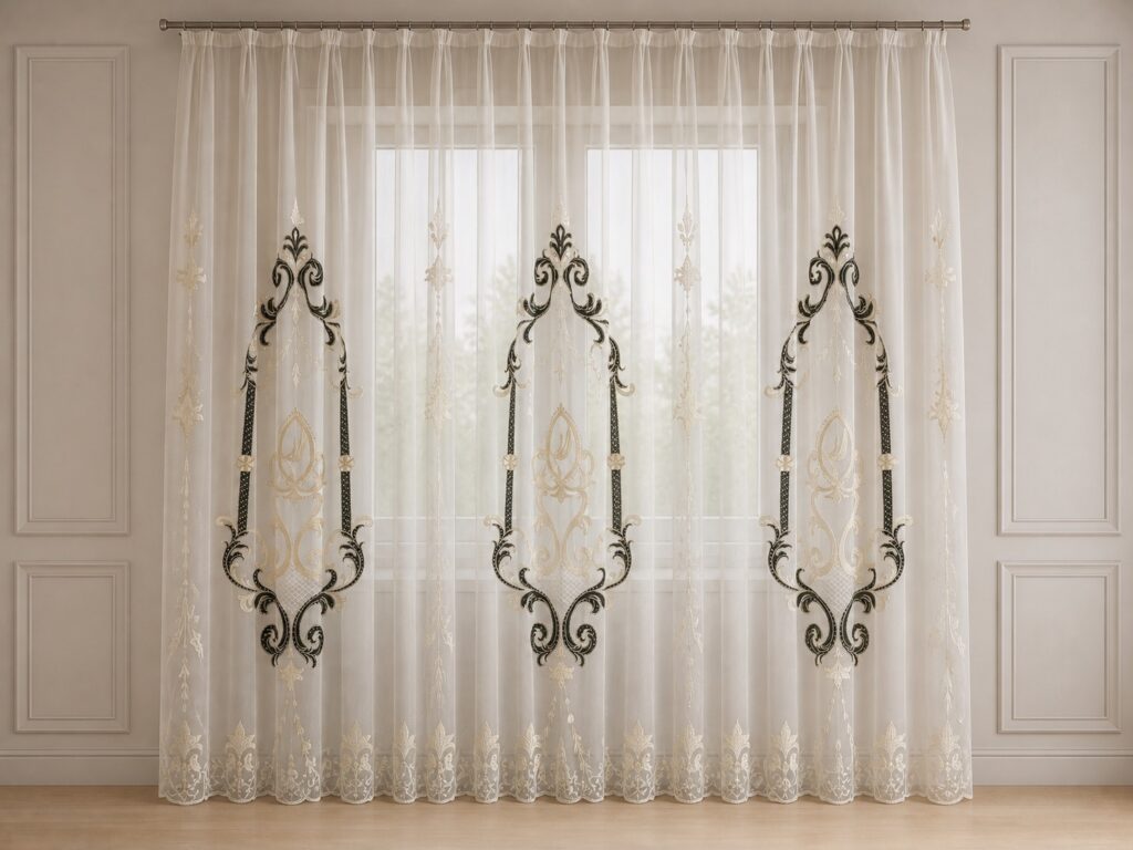 Perdea cu model baroc vertical realizată la comandă
