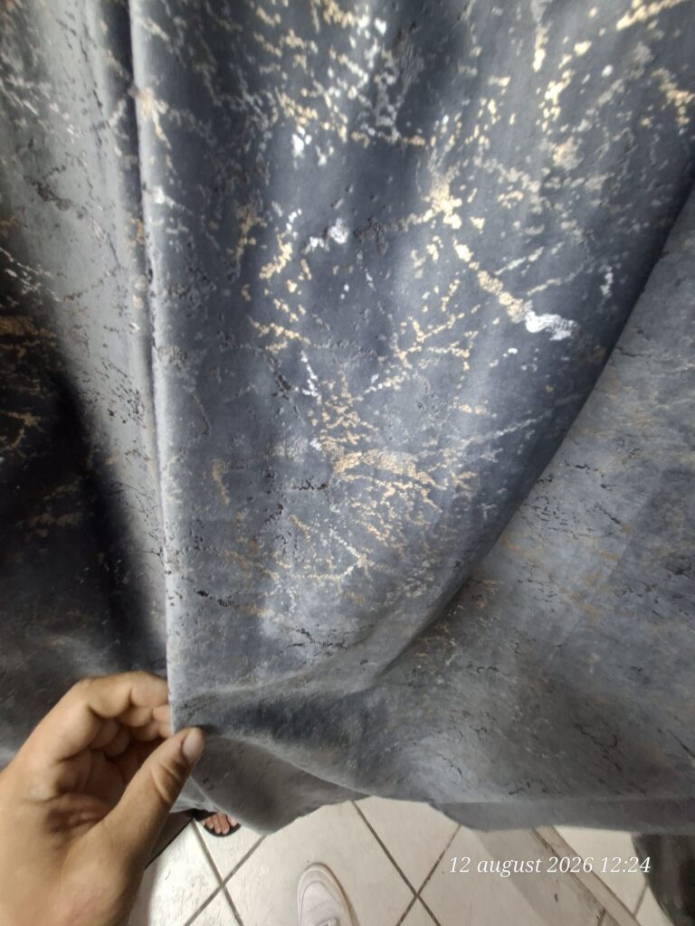 Draperie din catifea gri-antracit cu accente aurii Graphite Gold