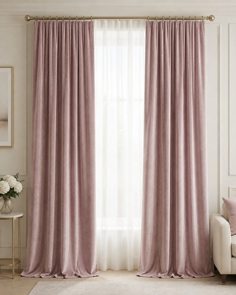 Draperie din catifea roz pudrat Blush