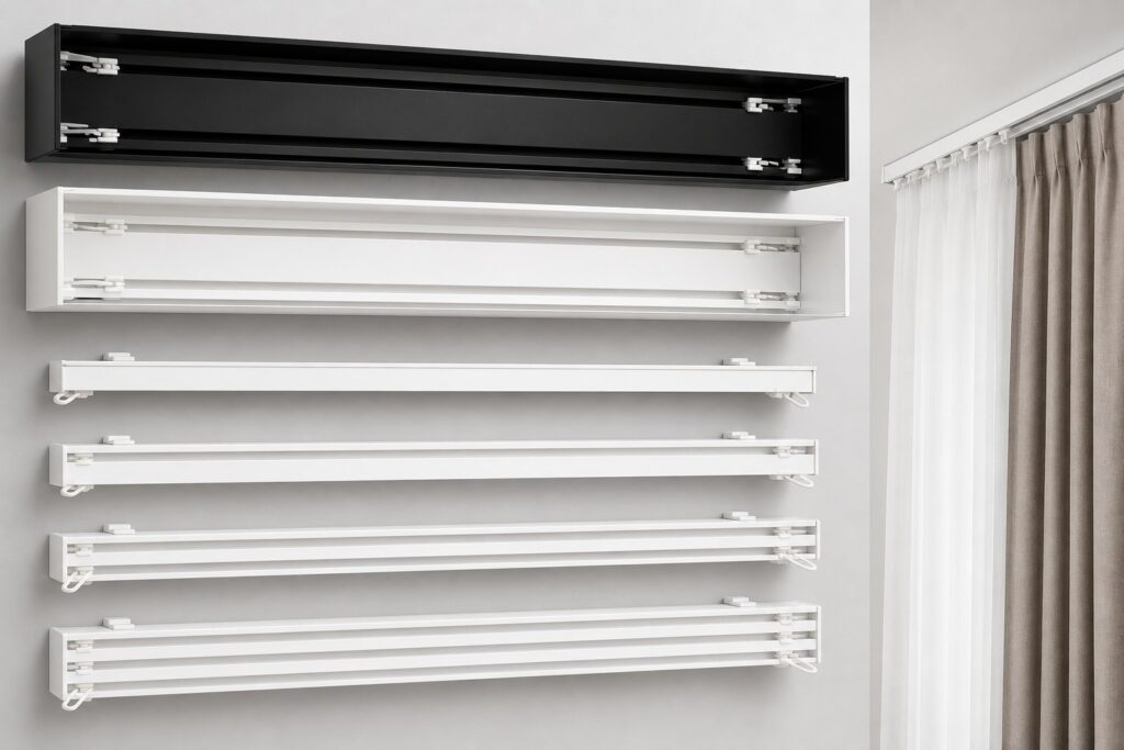 Șină din aluminiu pentru perdele și draperii – Sistem 02